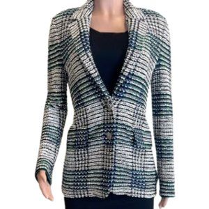 St. John Collection Textured Black and Green Blazer